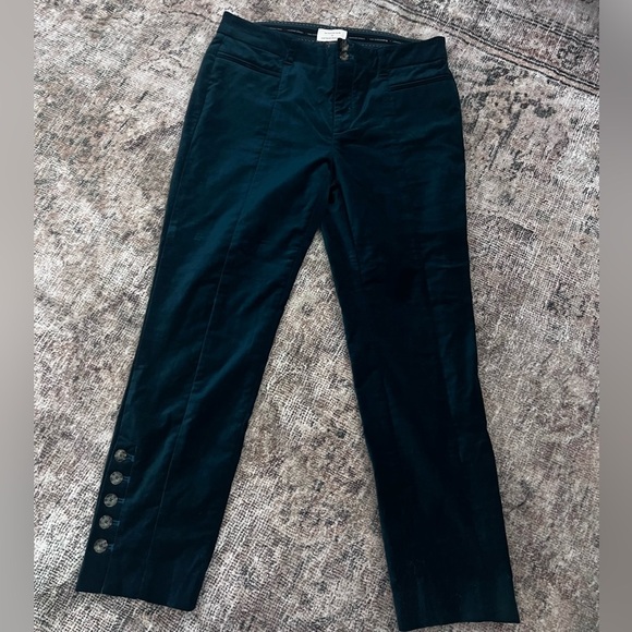 Anthropologie Pants - Anthropologie-The Essential Slim-Dark Green Velvet Pants Size 8